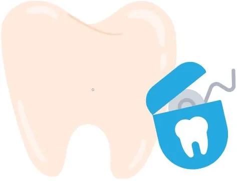 illustration of a tooth and a spool of floss