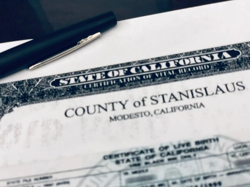 Stanislaus County Vital Records Birth Certificate used as a banner image